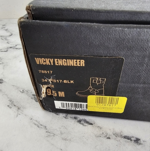 Frye Vicky Engineer Black Leather Moto Ankle Boots 9.5 New With Box - Picture 7 of 7